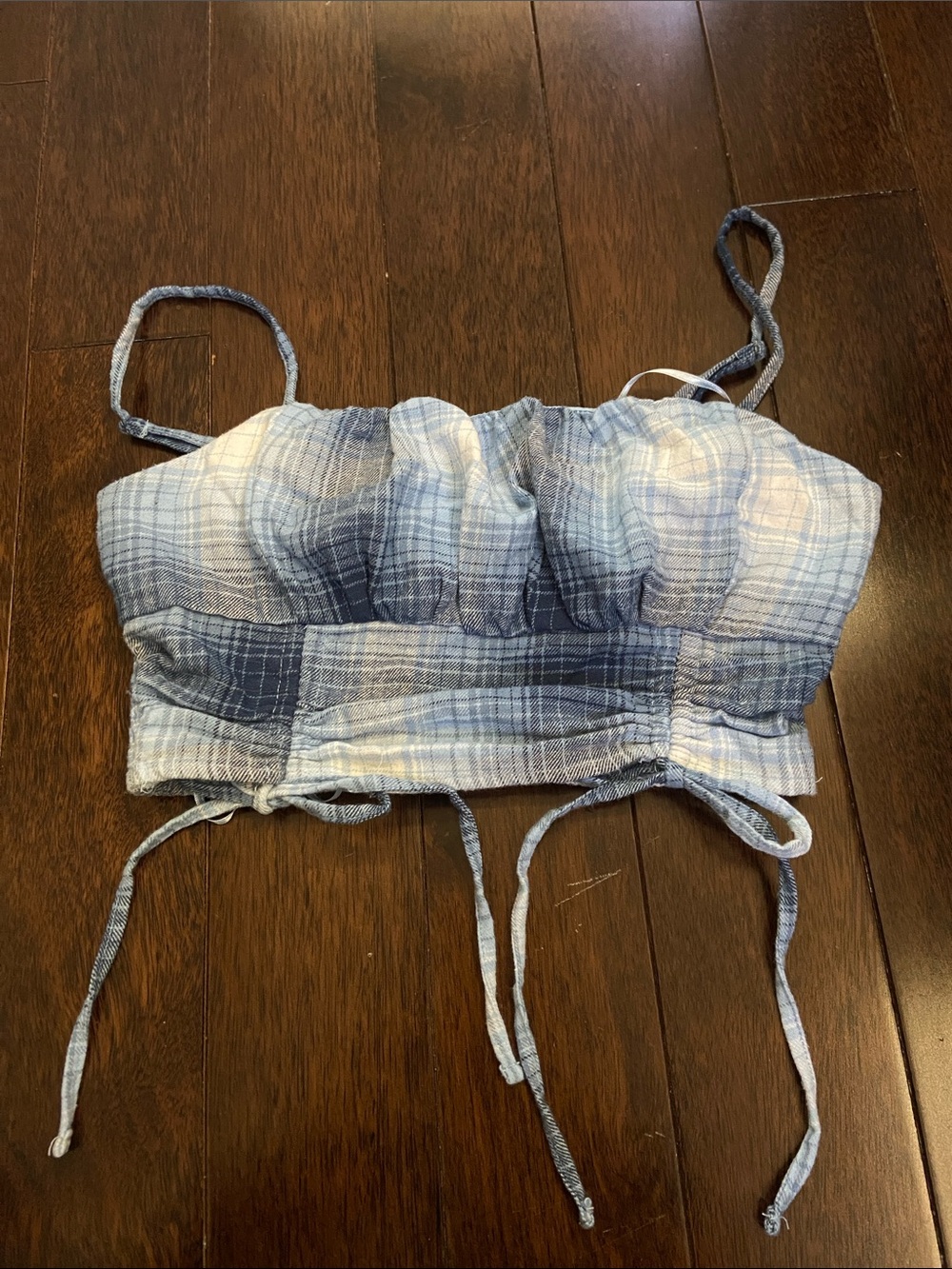 Aeropostale Blue and White Plaid Cropped Tank Top